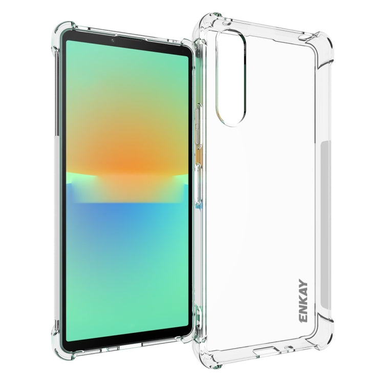 適用於 索尼Xperia 10 V ENKAY Hat-Prince 透明防摔系列 四角加厚帶防滑條透明TPU手機防摔保護殼