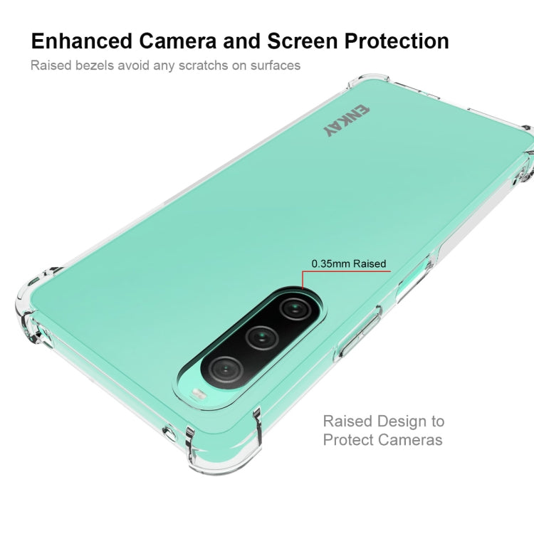 適用於 索尼Xperia 10 V ENKAY Hat-Prince 透明防摔系列 四角加厚帶防滑條透明TPU手機防摔保護殼