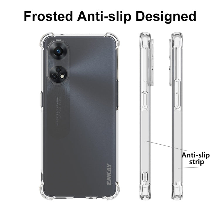 適用於 OPPO Reno8 T 4G 國際版 ENKAY Hat-Prince 透明防摔系列 四角加厚帶防滑條透明TPU手機防摔保護殼