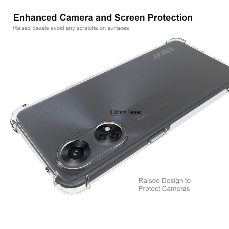 適用於 OPPO Reno8 T 4G 國際版 ENKAY Hat-Prince 透明防摔系列 四角加厚帶防滑條透明TPU手機防摔保護殼