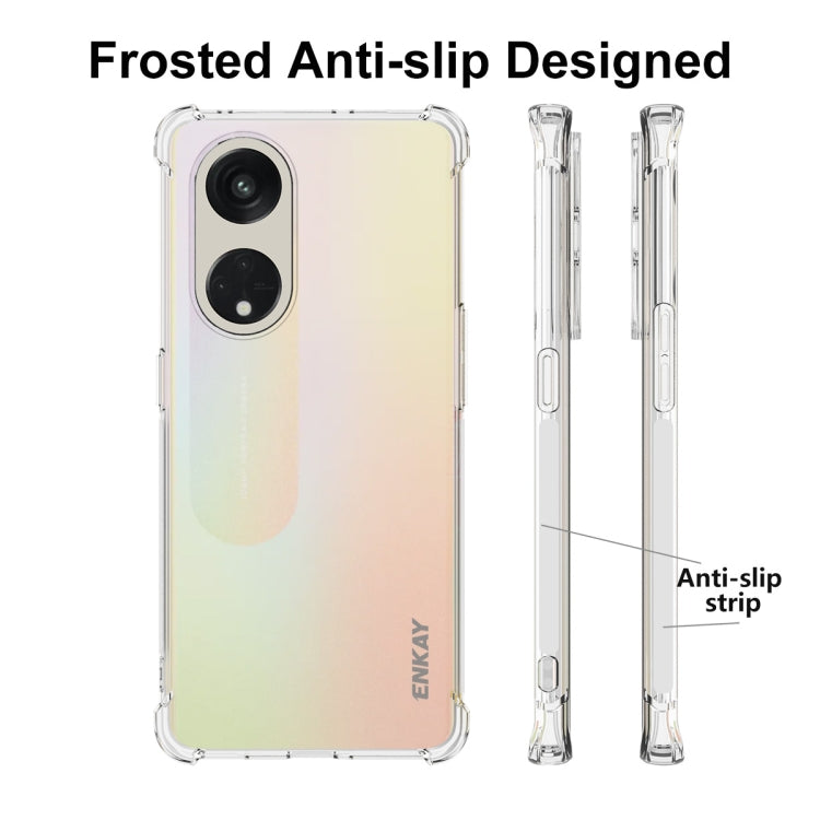 適用於 OPPO Reno8 T 5G 國際版 ENKAY Hat-Prince 透明防摔系列 四角加厚帶防滑條透明TPU手機防摔保護殼