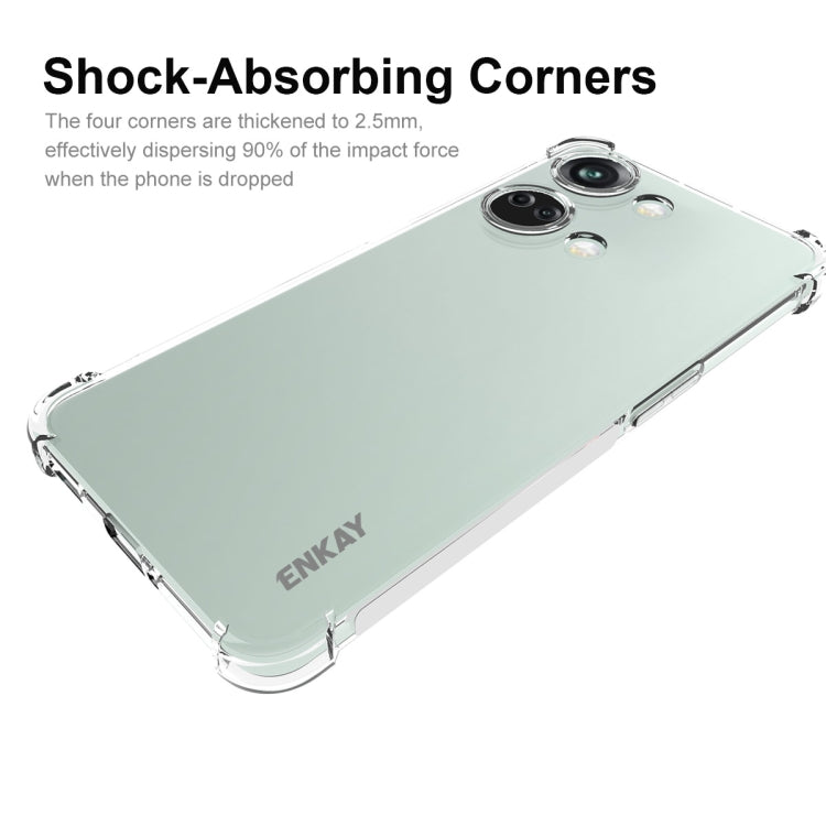 適用於  一加Ace 2V 5G ENKAY 透明防摔系列 四角加厚帶防滑條透明TPU手機防摔保護殼
