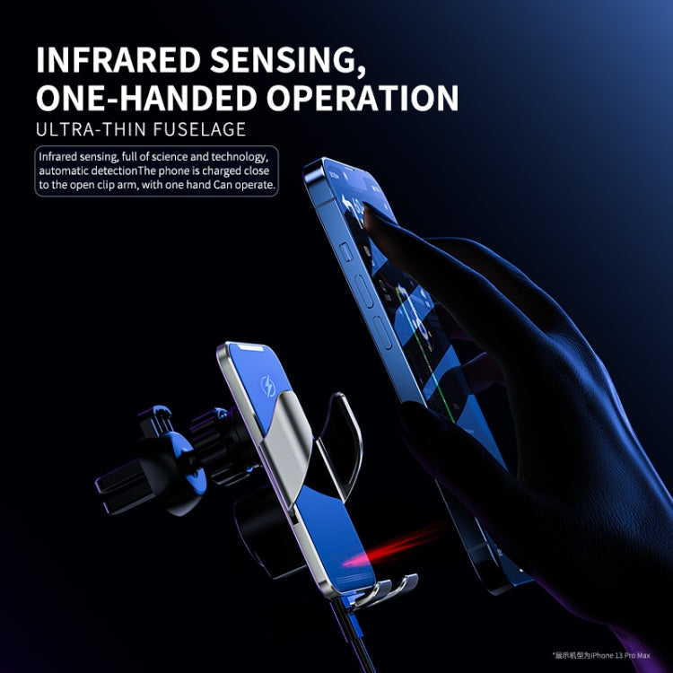 C9 車載無線充電器手機座紅外線自動夾緊金屬手機座車載充電器