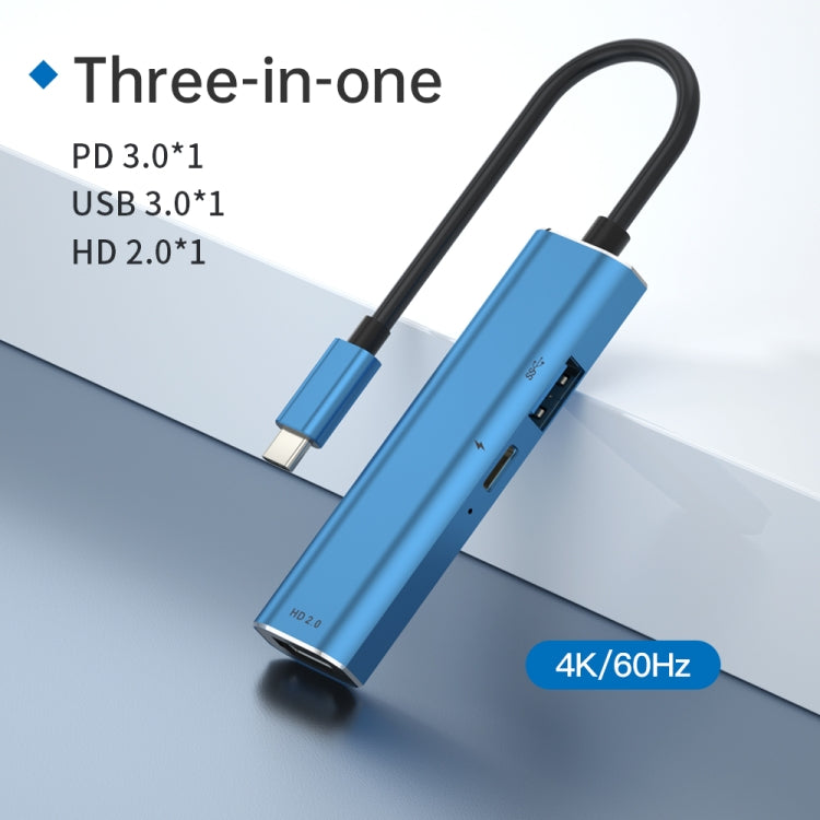 V264 3合1 Type-C轉USB3.0 + PD3.0 + HD2.0 3端口分配器OTG集線器