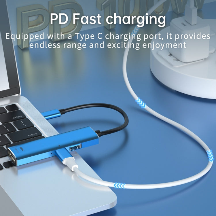 V264B 3合1 Type-C轉USB3.0 + PD3.0 + DP1.4 3端口分配器OTG集線器