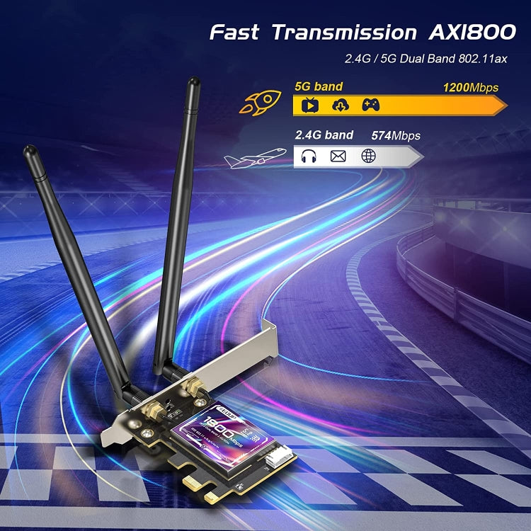 EDUP EP-9658 PCI-E WiFi 6 AX1800M 藍牙 5.2 適配器，適用於台式電腦，2.4GHz/5.8GHz雙頻無線PCI-E網卡