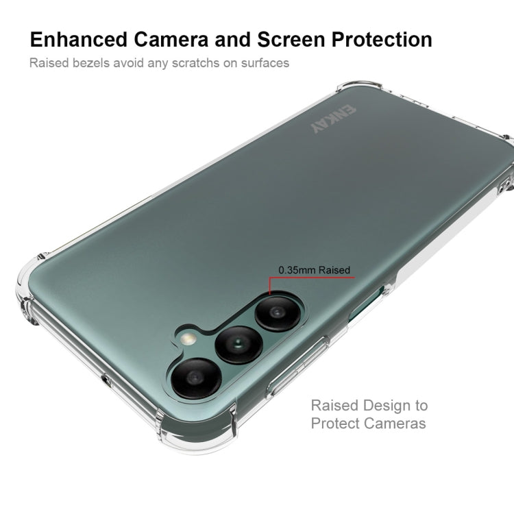 ENKAY 殼膜防摔套裝 絲印全膠全屏鋼化膜+四角加厚帶防滑條透明TPU手機防摔保護殼, For Samsung Galaxy A24 4G, For Samsung Galaxy M14 5G, For Samsung Galaxy M54 5G, For Samsung Galaxy A34