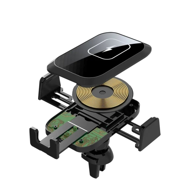 X11三軸聯動15W智能觸控自動伸縮夾快速充電無線車載充電器