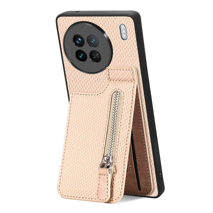 碳纖維紋上下開拉鏈手機殼, For vivo T1, For vivo X90 Pro, For vivo X90