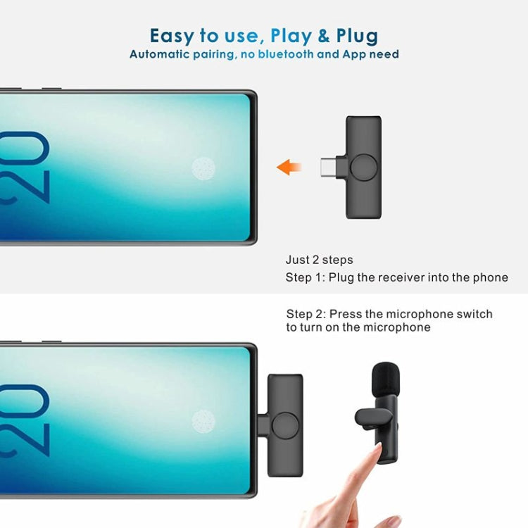 無線領夾式Lapel麥克風 帶USB-C / Type-C 接收器