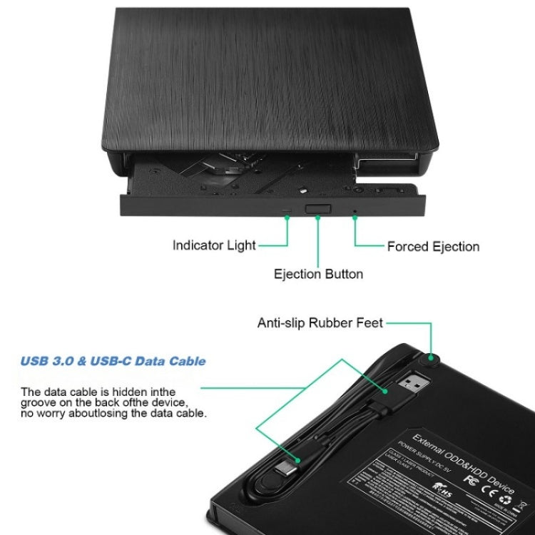 BT638 筆記本台式機外置USB 3.0便攜式CD播放機CD-RW光驅刻錄機