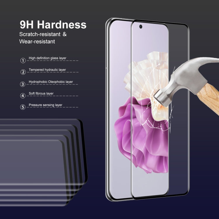 1片裝 ENKAY Hat-Prince 全膠升級版 0.26mm 9H 3D熱彎曲面全屏覆蓋鋼化膜, For Huawei P60 Pro / Art(1pc)