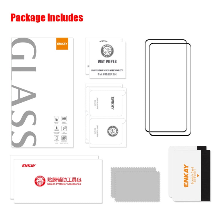 2片裝 ENKAY Hat-Prince 全膠升級版 0.26mm 9H 3D熱彎曲面全屏覆蓋鋼化膜, For Huawei P60 Pro / Art(2pcs)