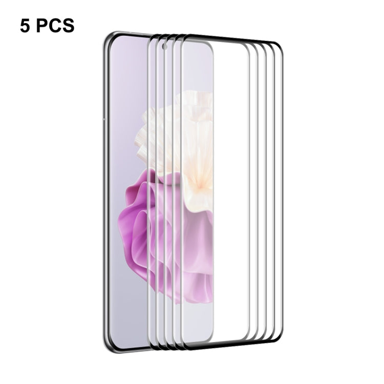5片裝 ENKAY Hat-Prince 全膠升級版 0.26mm 9H 3D熱彎曲面全屏覆蓋鋼化膜, For Huawei P60 Pro / Art(5pcs)