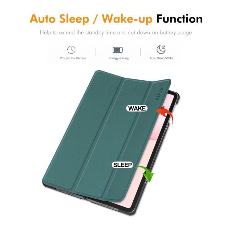 ENKAY 三折卡斯特紋+塑料底殼帶支架功能智能休眠保護套