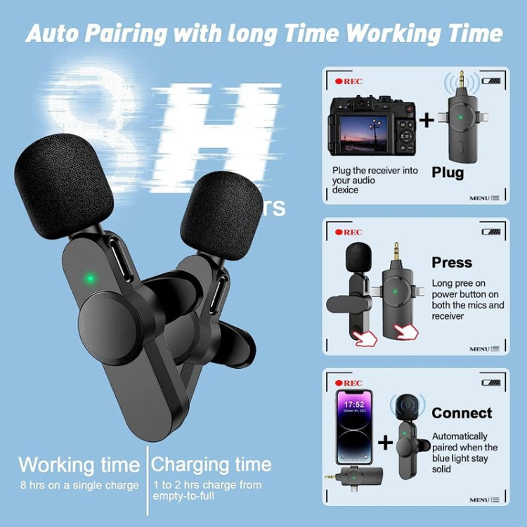 三合一領夾式降噪無線麥克風 適用於 iPhone / iPad / Android / Camera