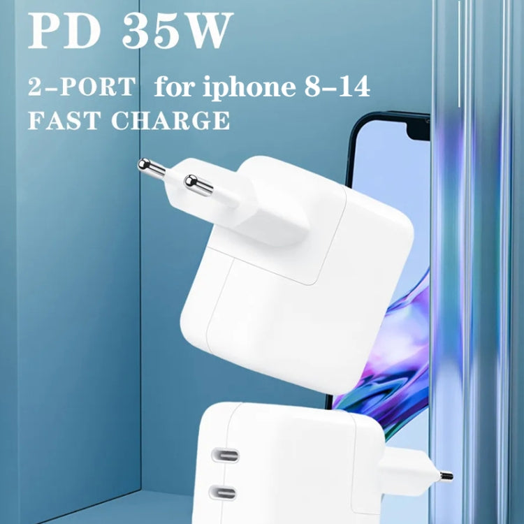 35W PD3.0 Type-C雙口充電器 配Type-C轉8 Pin線，歐規