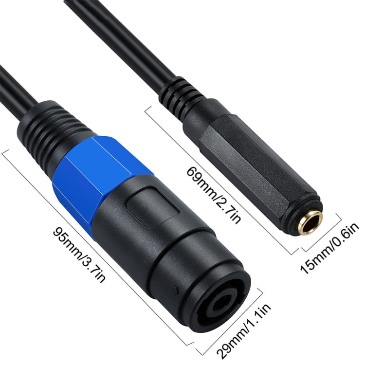 JUNSUNMAY Speakon母轉6.35mm母 音頻揚聲器轉接線, 長度: 50cm