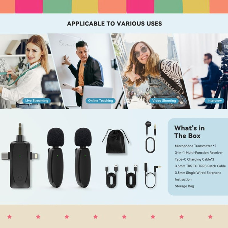 三合一迷你無線領夾式麥克風 帶降噪功能