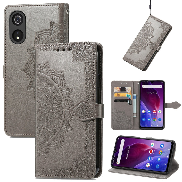 曼陀羅壓花左右翻蓋手機皮套