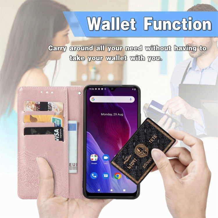 曼陀羅壓花左右翻蓋手機皮套