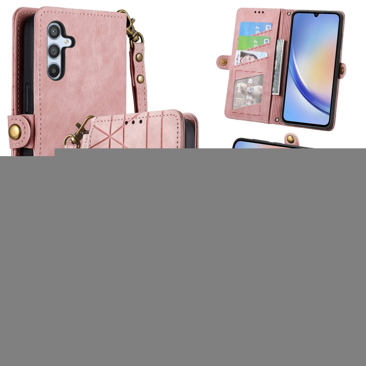 幾何拉鏈錢包側扣皮套帶掛繩, For Samsung Galaxy A54 5G, For Samsung Galaxy S23 Ultra 5G, For Samsung Galaxy S23+ 5G, For Samsung Galaxy S23 5G, For Samsung Galaxy A14 5G, For Samsung Galaxy S20 FE, For Samsung Galaxy M33, For Samsung Galaxy M23