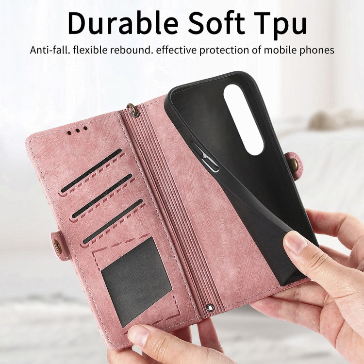 幾何拉鏈錢包側扣皮套帶掛繩