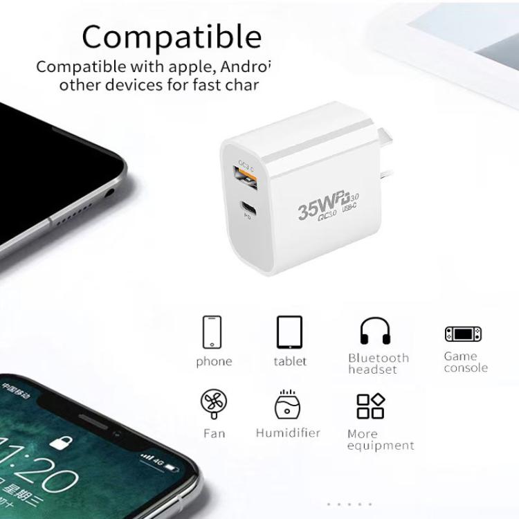 PD30W Type-C + QC3.0 USB雙口充電器，澳規