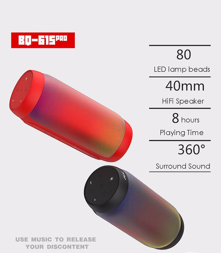 BQ615PRO便攜LED炫彩藍牙音箱，立體聲音箱，NFC藍牙音響