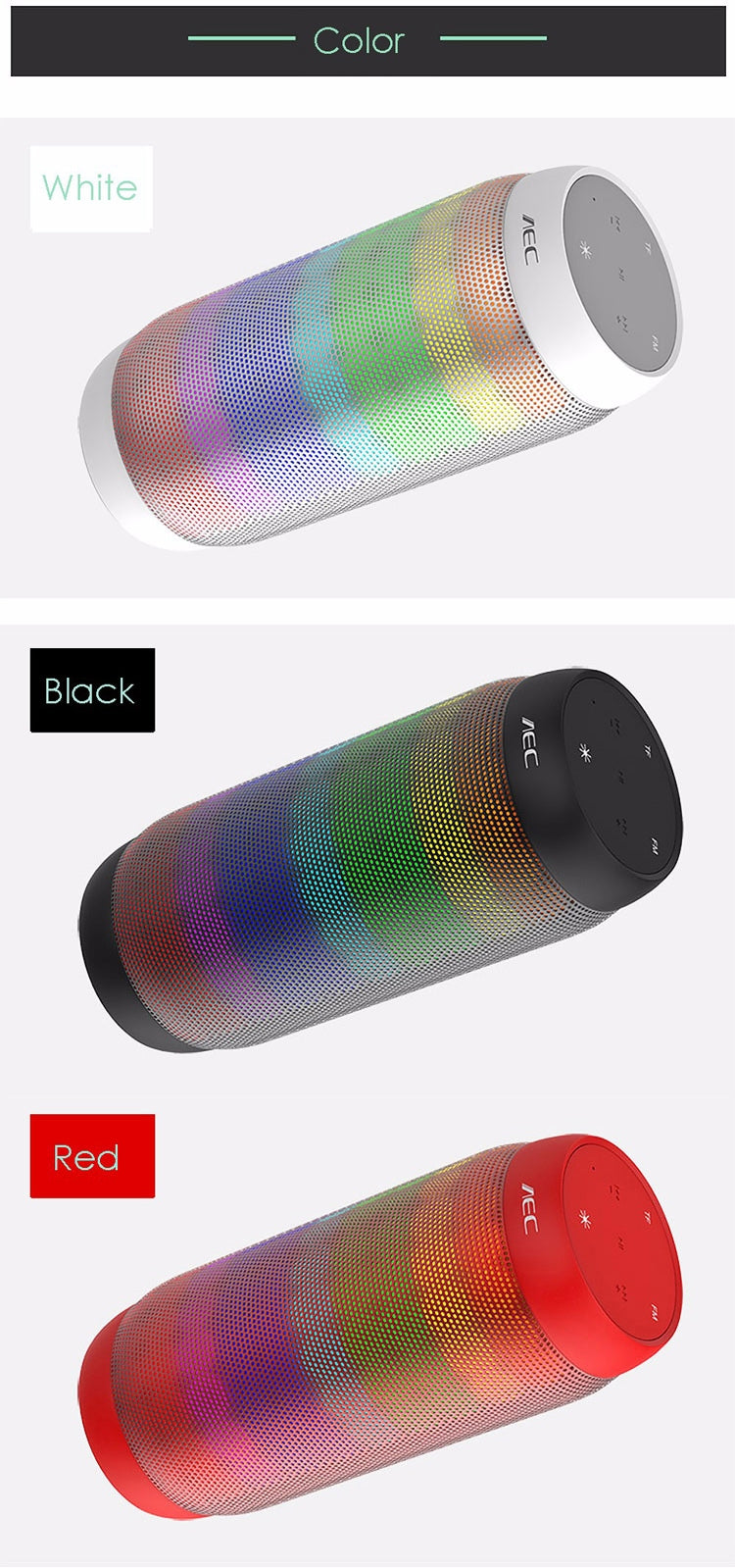 BQ615PRO便攜LED炫彩藍牙音箱，立體聲音箱，NFC藍牙音響