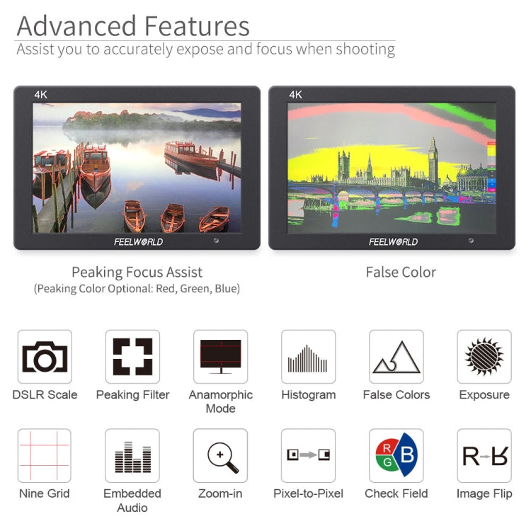 富威德 T7 7英寸IPS 1920x1200 HDMI相機現場監視器支持4K輸入輸出視頻監視器