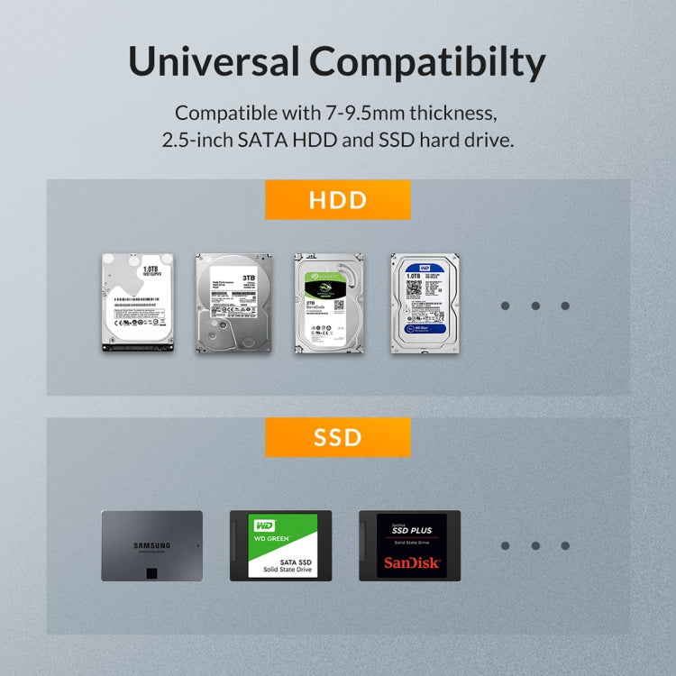 ORICO 2129U3 透明系列2.5英寸USB3.0硬盤盒