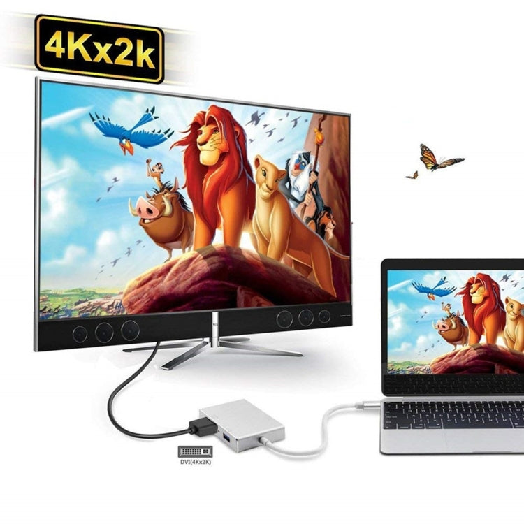 4合1 USB 3.1 Type-C轉HDMI VGA DVI USB 3.0適配器電纜適用於筆記本電腦Apple Macbook谷歌Chromebook Pixel