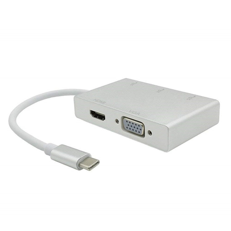 Type-C轉HDMI VGA USB集線器適配器5合1 USB 3.1轉換器適用於MacBook，ChromeBook Pixel，華為MateBook筆記本電腦