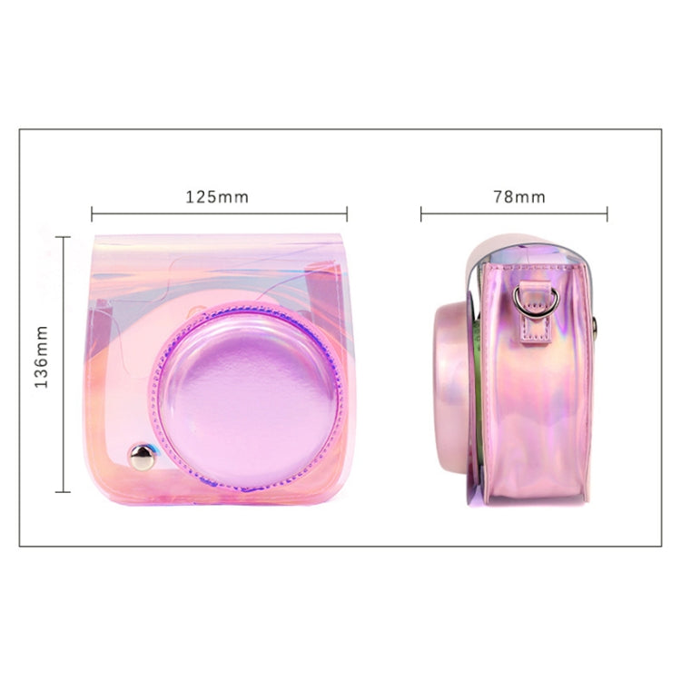 Richwell 適用於Fujifilm Instax Mini 8 8+ 9保護套的半透明PVC相機包，帶肩帶漸變粉紅色外殼