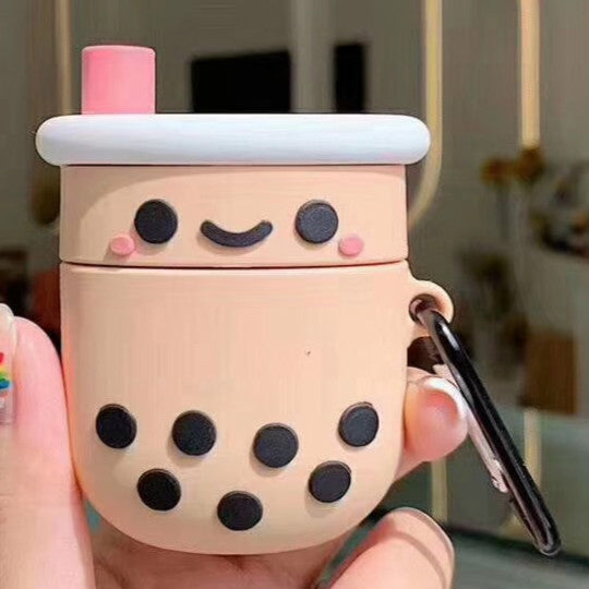 適用於蘋果 AirPods 1 / 2代通用珍珠奶茶藍牙耳機保護套