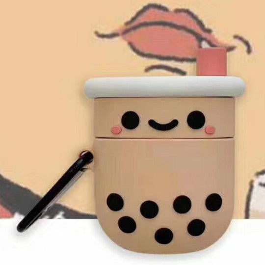 適用於蘋果 AirPods 1 / 2代通用珍珠奶茶藍牙耳機保護套