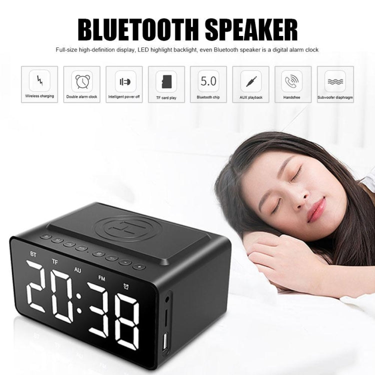 AEC BT508無線充電藍牙音箱LED鬧鐘電源三合一時鐘音箱
