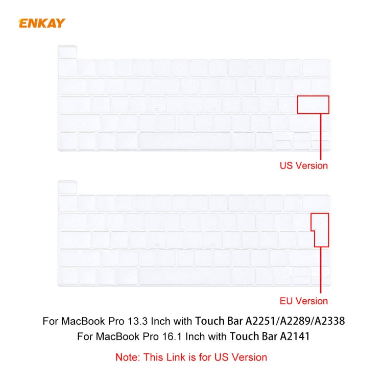 ENKAY 適用於MacBook Pro 16英寸 (A2141) 美版筆記本超薄TPU鍵盤保護膜