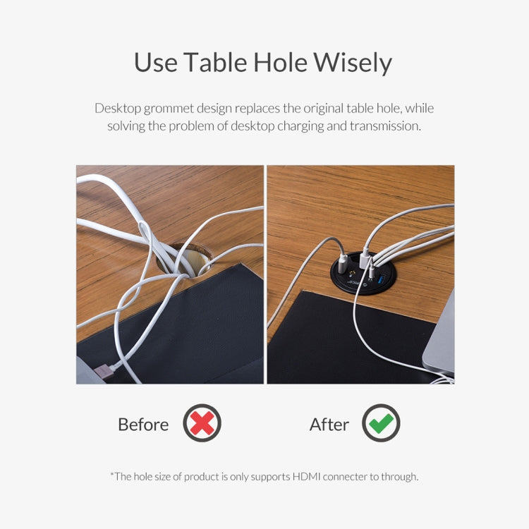 ORICO DESK-2U1C 桌洞式多功能集線器