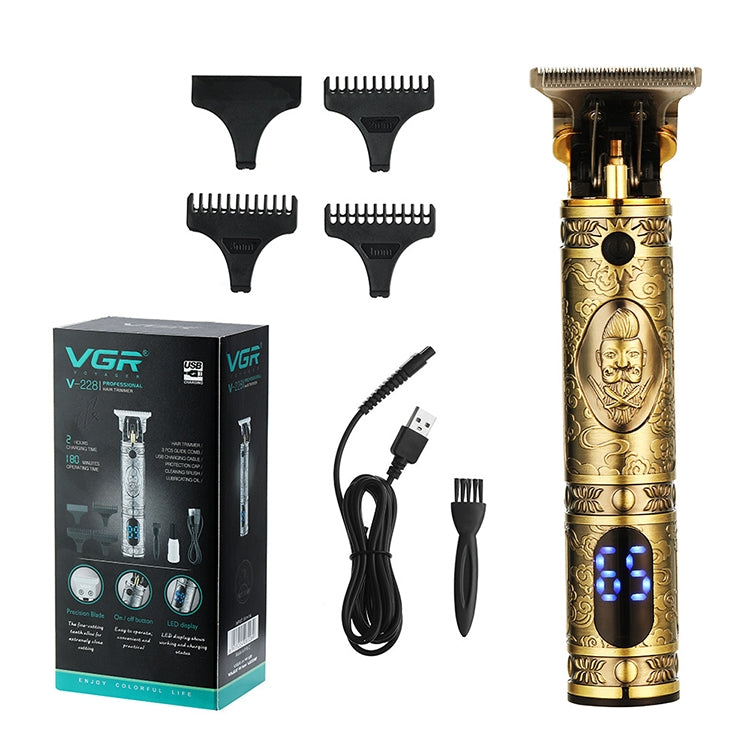 VGR V-228 5W USB復古雕刻理髮剪帶LED數顯