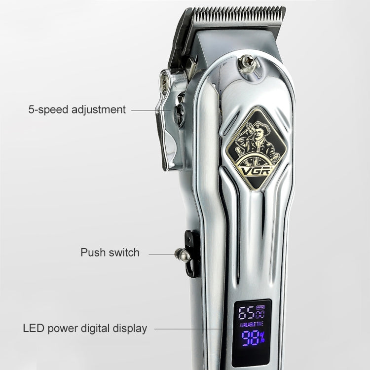 VGR V-267 10W USB金屬理髮剪帶LED數顯&5檔調節