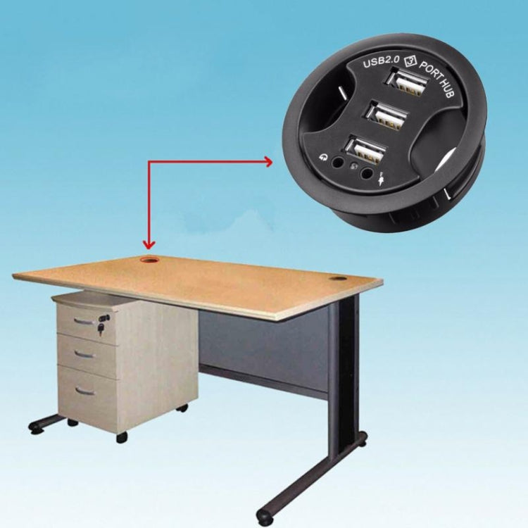 3端口USB 2.0集線器帶3.5mm耳機和麥克風接口