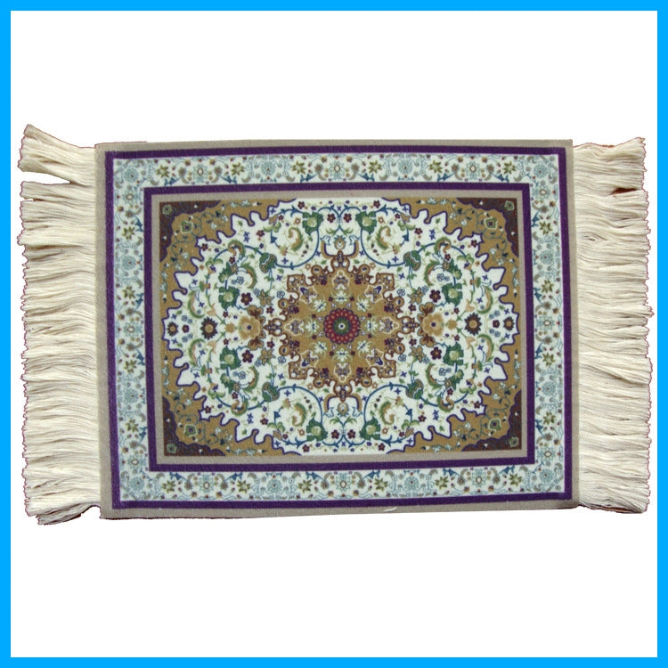 迷你編織地毯墊復古風格鼠標墊, 顏色隨機