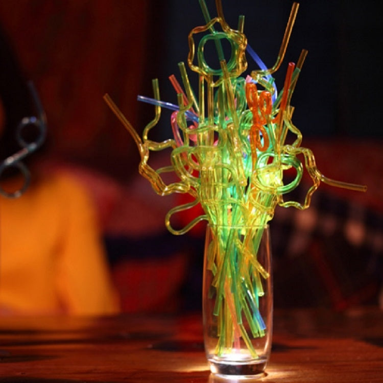 10支裝 創意塑料彎曲造型吸管，顏色款式隨機發貨