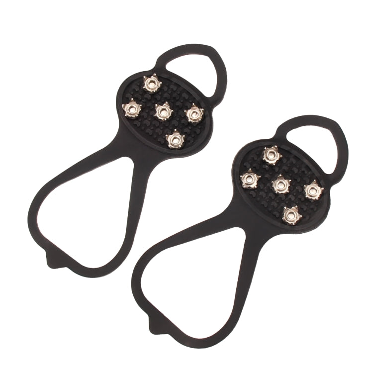 1對 葫蘆型橡膠5齒冰爪戶外防滑鞋套 適用於冰雪地面