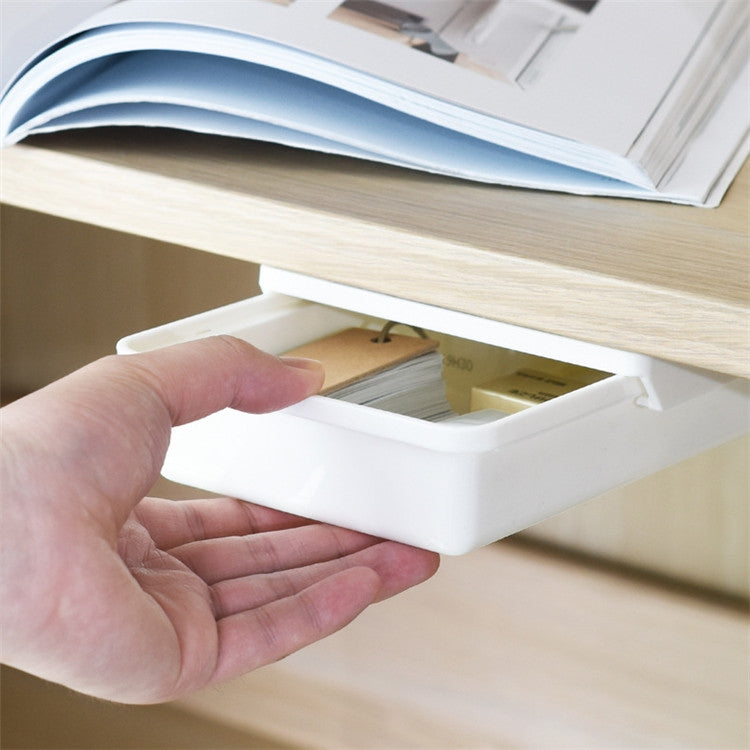 隱藏式桌面文具收納盒創意辦公室桌底粘貼筆筒