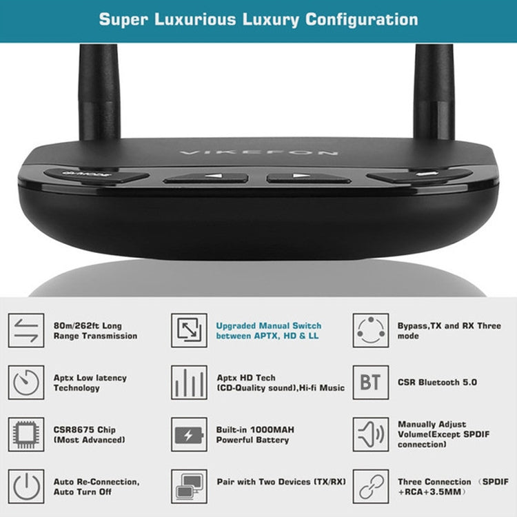 VIKEFON BT-21 藍牙5.0適配器藍牙音頻發射接收器