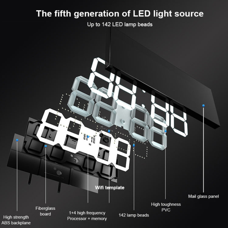 LED數字鐘客廳壁掛鐘創意WIFI鐘錶美規