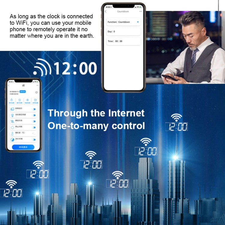 LED數字鐘客廳壁掛鐘創意WIFI鐘錶美規